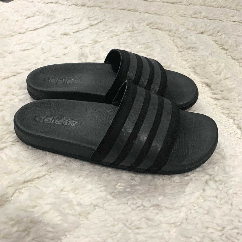 adidas Adilette Cloudfoam Comfort Slides Sandals Black/Grey Size 6 - Picture 4 of 10